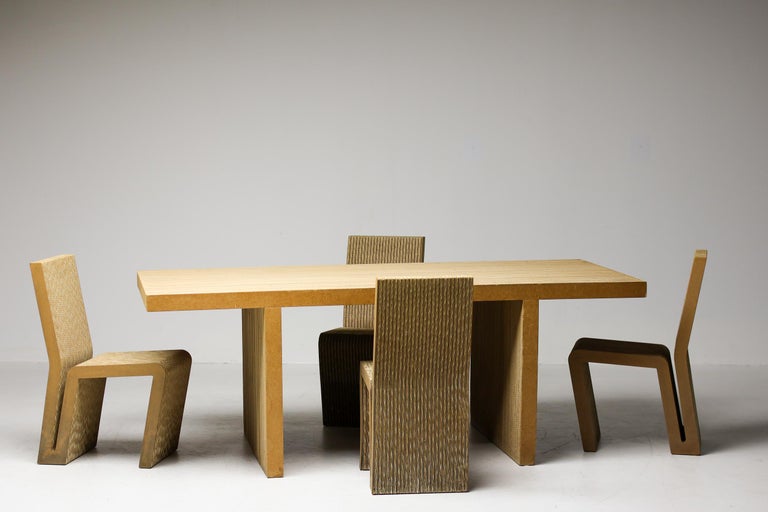 Frank Gehry Dining Table Set, Corrugated Cardboard, Easy Edges, 1970s - Image 2