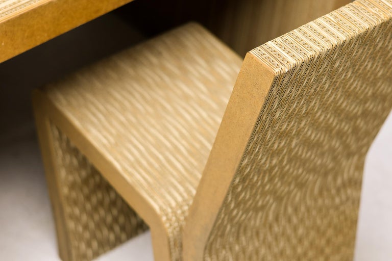 Frank Gehry Dining Table Set, Corrugated Cardboard, Easy Edges, 1970s - Image 3