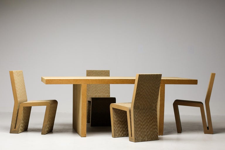 Frank Gehry Dining Table Set, Corrugated Cardboard, Easy Edges, 1970s - Image 5