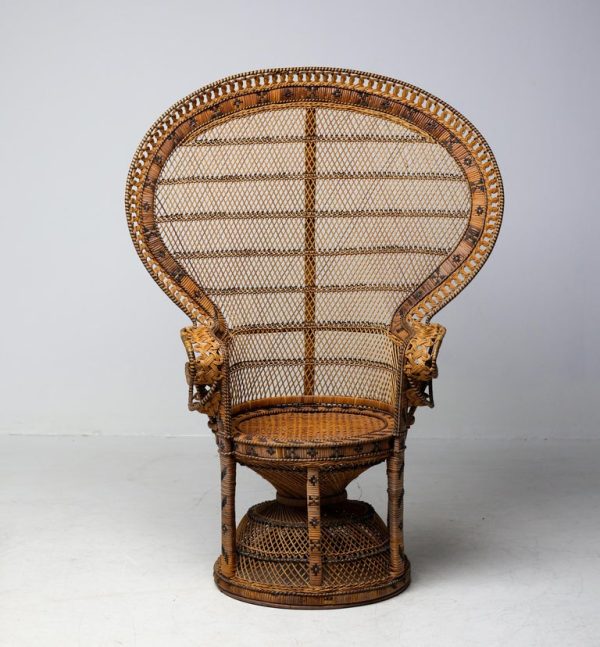 Vintage Tongue-in-Chic Handcrafted Wicker Peacock Chair "Emmanuelle" - Image 11