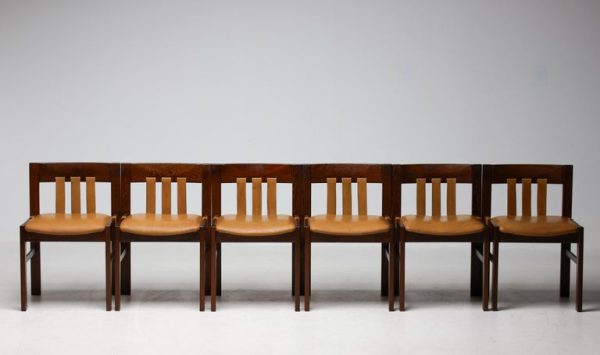 Set of Six Italian Architectural Side Chairs mid century modern in wengé - Image 14
