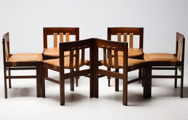Set of Six Italian Architectural Side Chairs mid century modern in wengé - Image 5