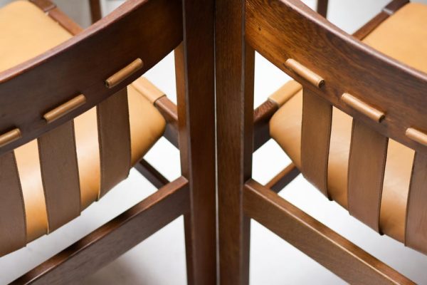 Set of Six Italian Architectural Side Chairs mid century modern in wengé - Image 6