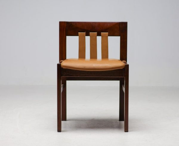Set of Six Italian Architectural Side Chairs mid century modern in wengé - Image 3