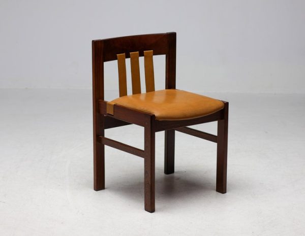 Set of Six Italian Architectural Side Chairs mid century modern in wengé - Image 2