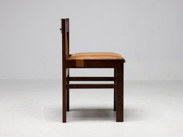 Set of Six Italian Architectural Side Chairs mid century modern in wengé - Image 7