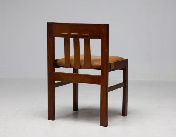 Set of Six Italian Architectural Side Chairs mid century modern in wengé - Image 8