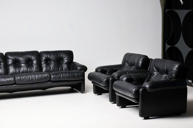 Coronado 2-Seater Sofa in Black Leather by Tobia Scarpa for B&B Italia, 1976 - Image 9