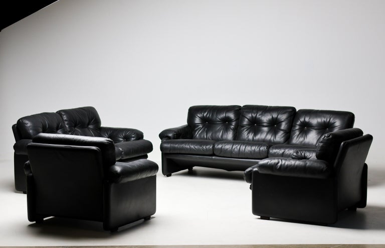 Coronado 2-Seater Sofa in Black Leather by Tobia Scarpa for B&B Italia, 1976 - Image 10