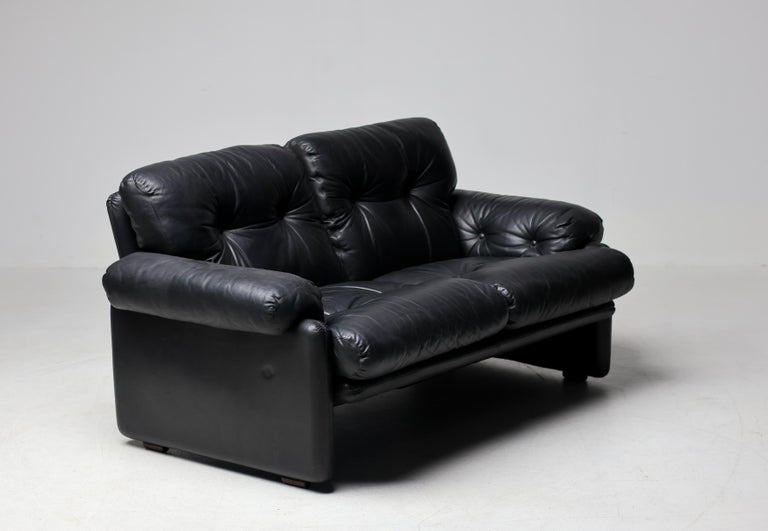 Coronado 2-Seater Sofa in Black Leather by Tobia Scarpa for B&B Italia, 1976 - Image 2