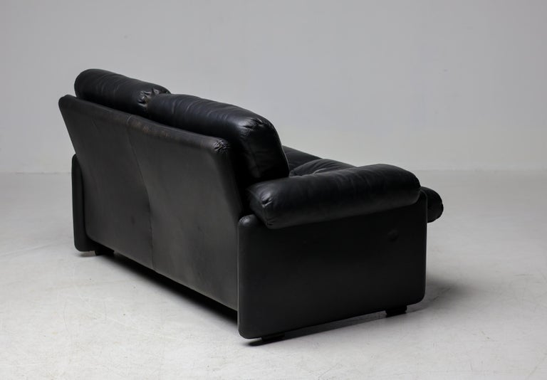 Coronado 2-Seater Sofa in Black Leather by Tobia Scarpa for B&B Italia, 1976 - Image 4