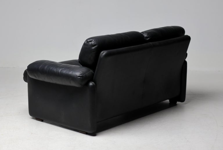 Coronado 2-Seater Sofa in Black Leather by Tobia Scarpa for B&B Italia, 1976 - Image 6