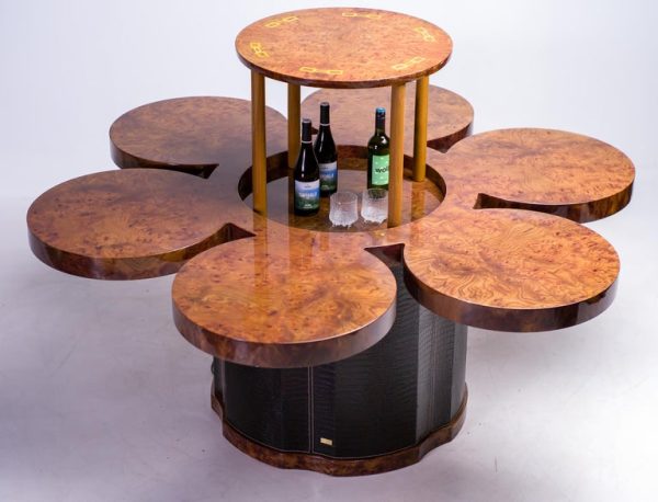 Formitalia Burl Walnut and Leather Dry Bar Table - Image 7