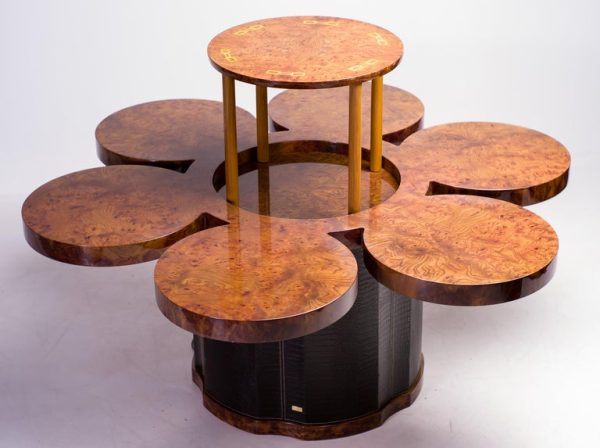 Formitalia Burl Walnut and Leather Dry Bar Table - Image 4