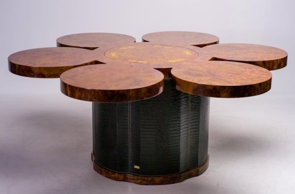 Formitalia Burl Walnut and Leather Dry Bar Table - Image 9