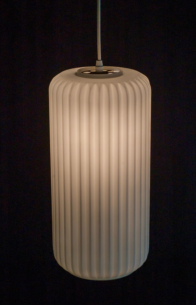 Large Architectural Italian Opaline Glass Pendants — Attributed to Arredoluce - Image 3