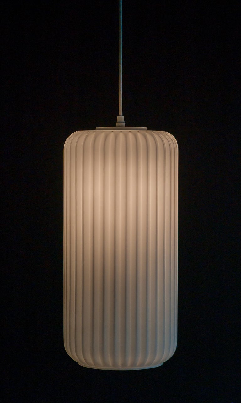 Large Architectural Italian Opaline Glass Pendants — Attributed to Arredoluce - Image 5