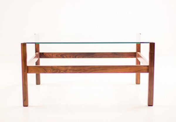 Minimalist Brazilian Rosewood Mid Century Modern Coffee Table - Image 2