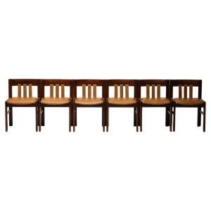 Set of Six Italian Architectural Side Chairs mid century modern in wengé