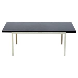 Florence Knoll Coffee Table in White Enameled Steel and Black Laminate, 1952