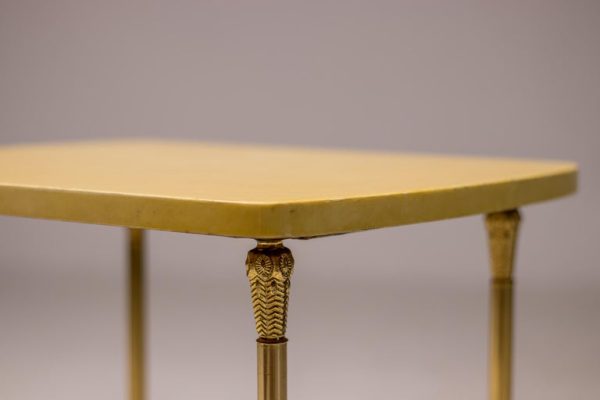 Mid-Century Aldo Tura Lacquered Goatskin and Brass Side Table, Italy, 1950s - Image 4