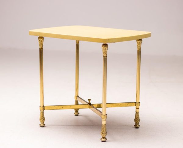 Mid-Century Aldo Tura Lacquered Goatskin and Brass Side Table, Italy, 1950s - Image 9