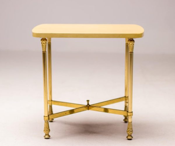 Mid-Century Aldo Tura Lacquered Goatskin and Brass Side Table, Italy, 1950s - Image 2
