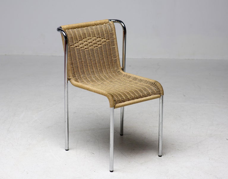 Gabriele Mucchi S5 Italian Modern Dining Chairs Chrome Tubular frames Rope seats - Image 2