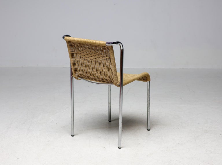 Gabriele Mucchi S5 Italian Modern Dining Chairs Chrome Tubular frames Rope seats - Image 7