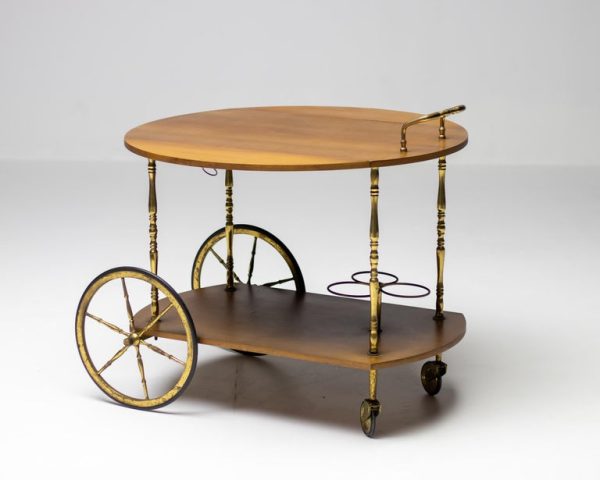 Brass and Walnut Bar Cart by Cesare Lacca - Image 7