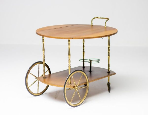 Brass and Walnut Bar Cart by Cesare Lacca - Image 2