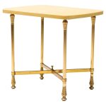 Mid-Century Aldo Tura Lacquered Goatskin and Brass Side Table, Italy, 1950s