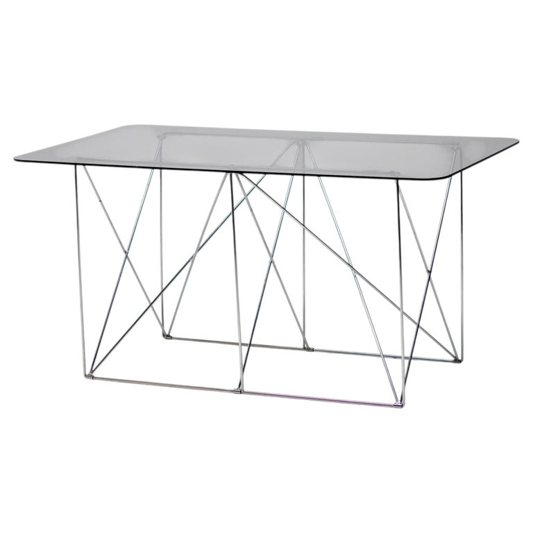 Max Sauze Foldable Smoke Glass Dining Table – A Masterpiece of Minimalist Design