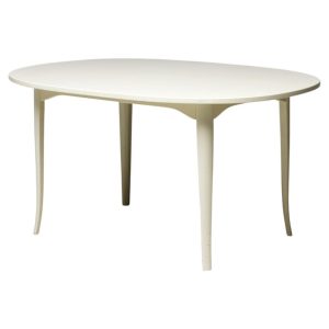 Elegant Bone White Lacquered Oval Side Table by Carl Malmsten for Möbel Komponer