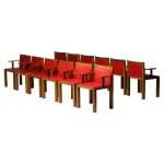 A Masterpiece of Italian Modernism: Twelve Aldo Rossi Red Teatro Arm Chairs