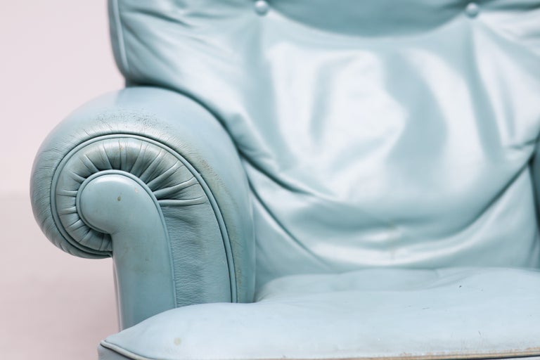 Poltrona Frau “Dream B” Lounge Chair, Turquoise Pelle Frau Leather, Italy, 1978 - Image 6
