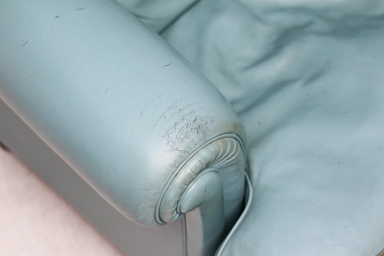 Poltrona Frau “Dream B” Lounge Chair, Turquoise Pelle Frau Leather, Italy, 1978 - Image 7