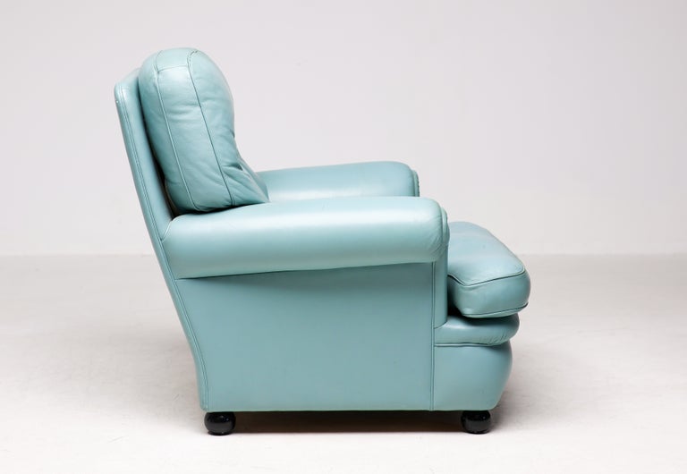 Poltrona Frau “Dream B” Lounge Chair, Turquoise Pelle Frau Leather, Italy, 1978 - Image 5