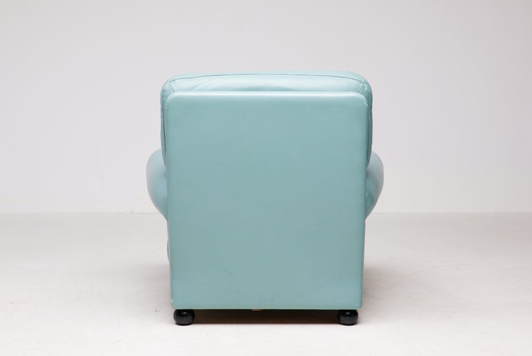 Poltrona Frau “Dream B” Lounge Chair, Turquoise Pelle Frau Leather, Italy, 1978 - Image 3