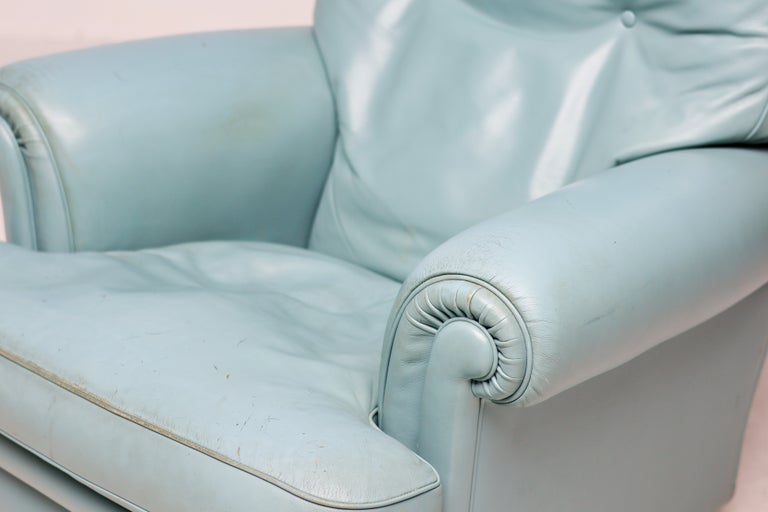 Poltrona Frau “Dream B” Lounge Chair, Turquoise Pelle Frau Leather, Italy, 1978 - Image 10
