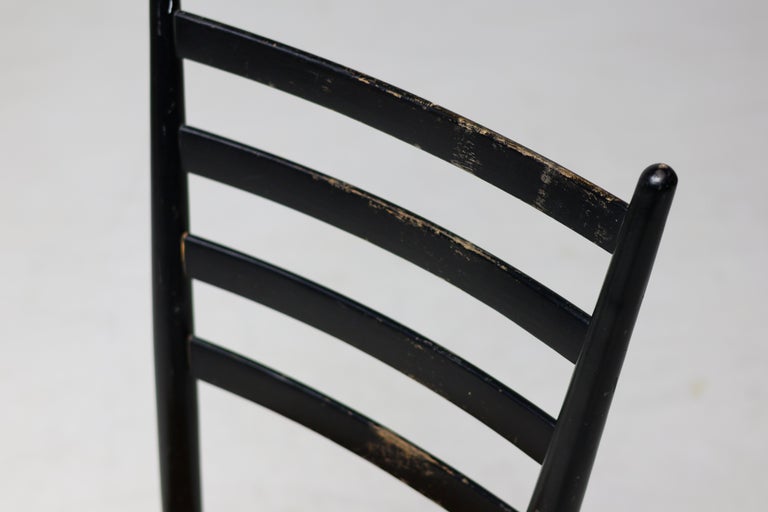 Vintage Green Ladder-Back Chair with Woven Rope Seat, Italy, 1960s - Image 5