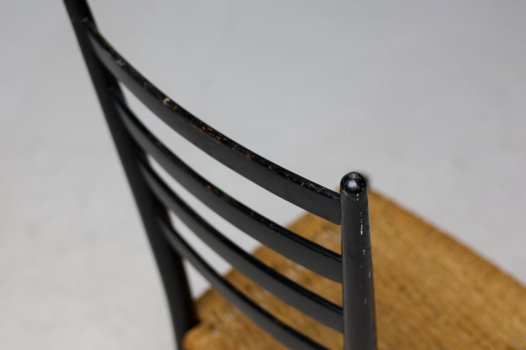Vintage Green Ladder-Back Chair with Woven Rope Seat, Italy, 1960s - Image 8