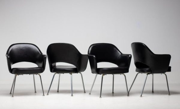 Eero Saarinen Series 71 Executive Armchairs for Knoll in Black Leather, 1960s - Image 3