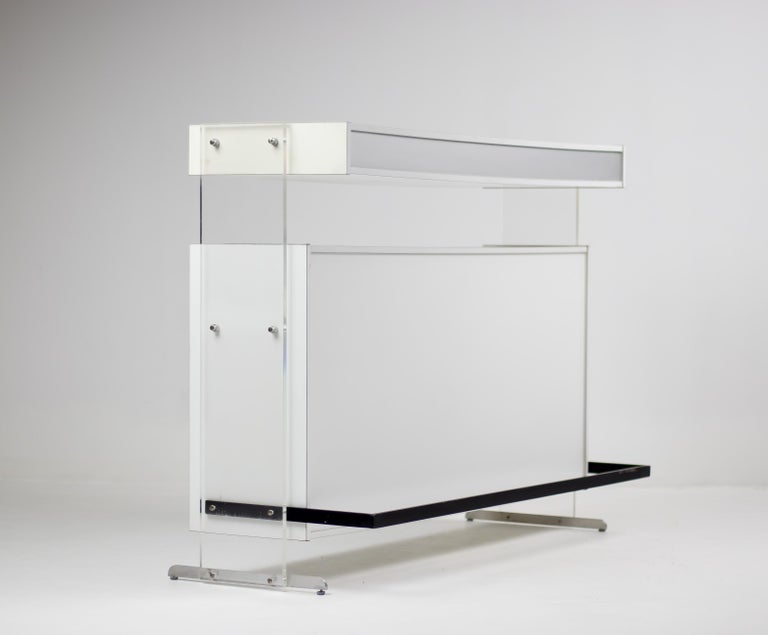 Poul Nørreklit Dry Bar in White & Silver Laminate with Plexiglass Supports, 1966 - Image 2