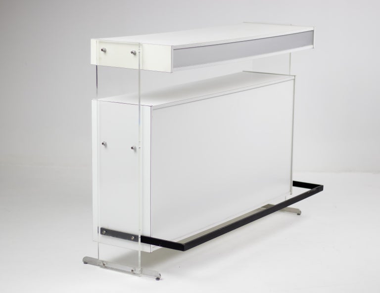 Poul Nørreklit Dry Bar in White & Silver Laminate with Plexiglass Supports, 1966 - Image 6