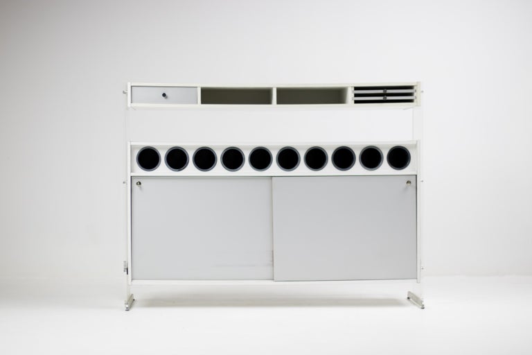Poul Nørreklit Dry Bar in White & Silver Laminate with Plexiglass Supports, 1966 - Image 3