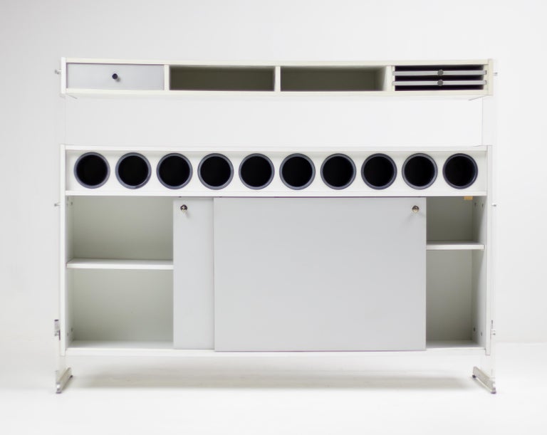 Poul Nørreklit Dry Bar in White & Silver Laminate with Plexiglass Supports, 1966 - Image 4