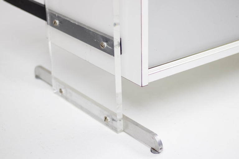 Poul Nørreklit Dry Bar in White & Silver Laminate with Plexiglass Supports, 1966 - Image 7
