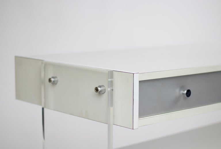 Poul Nørreklit Dry Bar in White & Silver Laminate with Plexiglass Supports, 1966 - Image 9