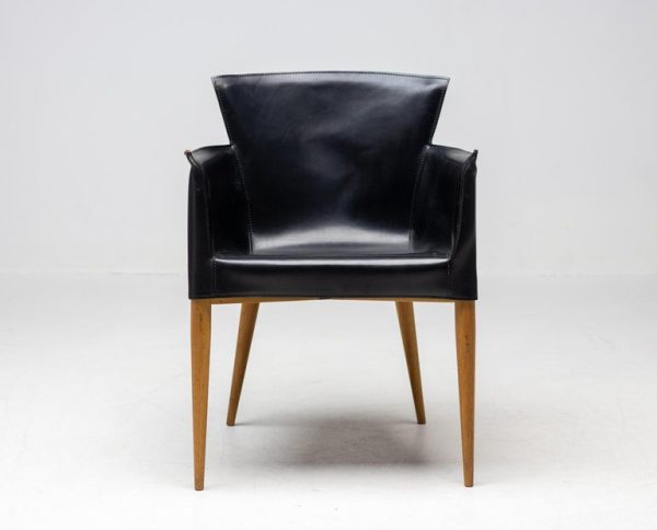 Set of Four Vela Leather Armchairs by Carlo Bartoli – Italian Modern Elegance - Image 3